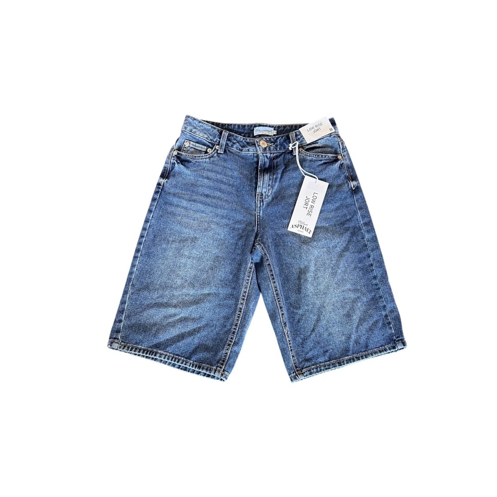 Blue Asphalt Womens Low Rise Denim Jorts Baggy Skater Shorts Blue Size 0 NWT